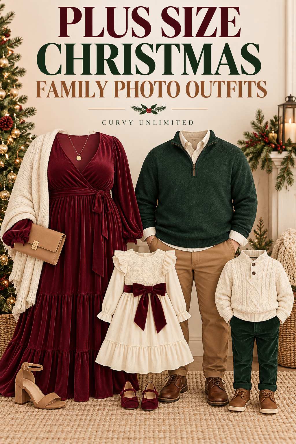 Plus size Christmas family photo outfit graphic