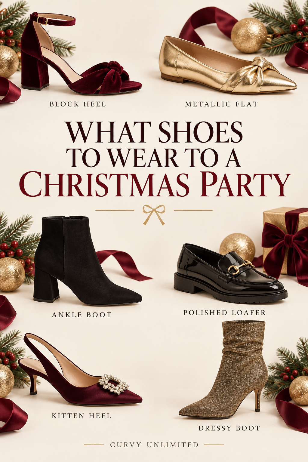 Christmas party shoe guide vertical graphic